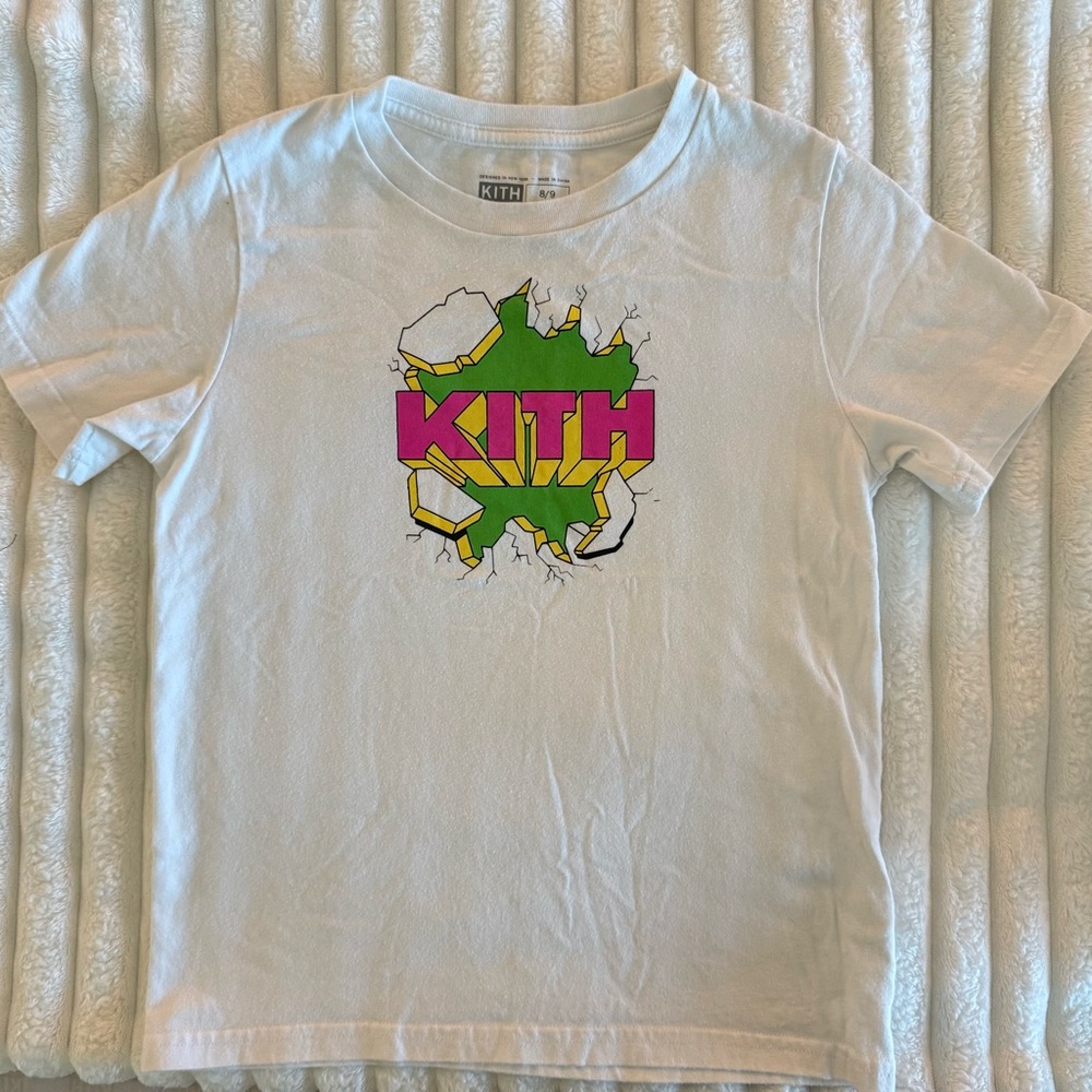 Kith Kids Tee with Green and Pink Graphic